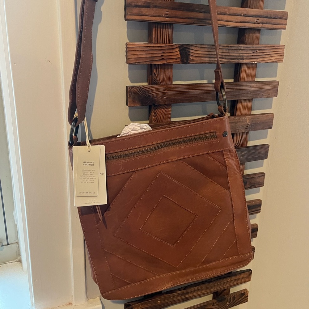 Lucky Brand Zona Camel Leather Crossbody Handbag